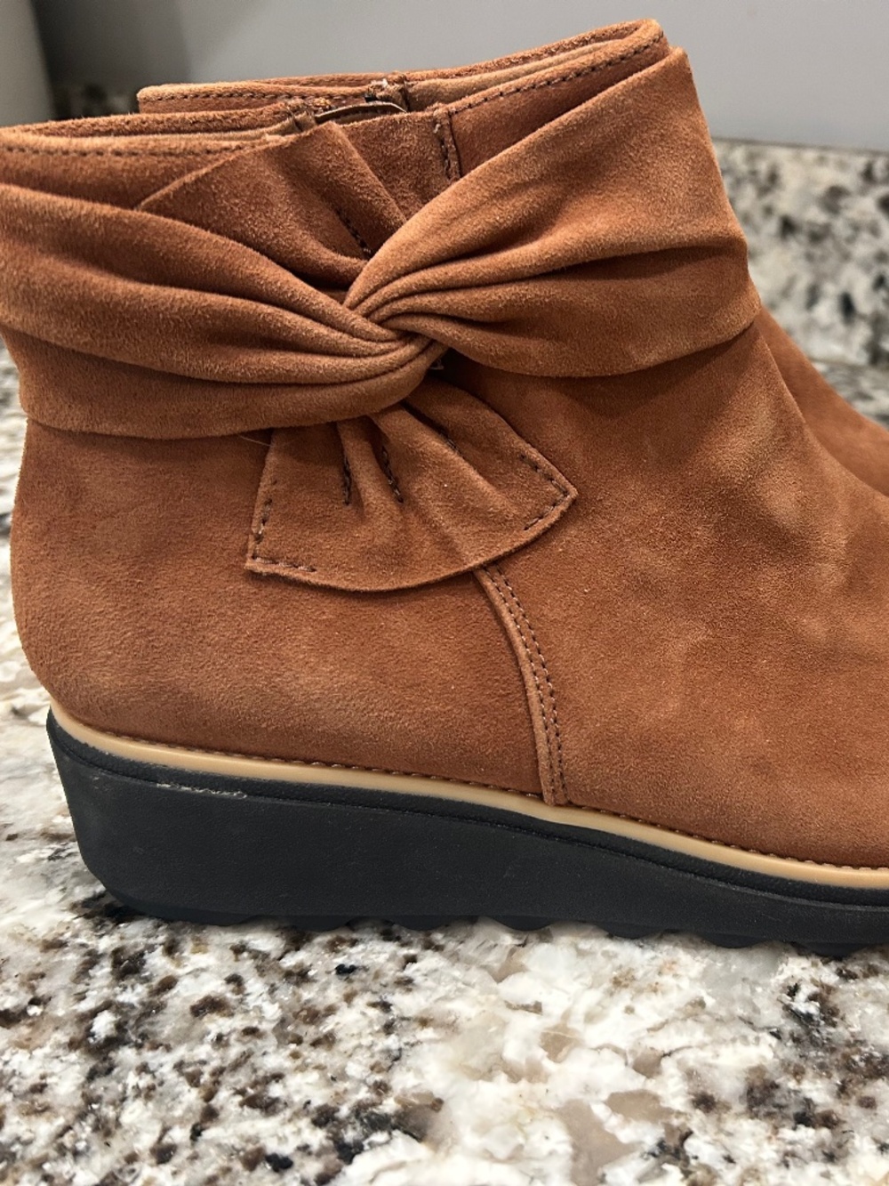 Clarks Sharon Dark Tan Suede boots